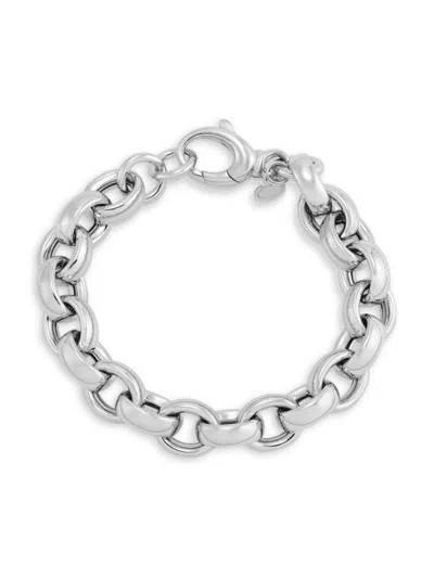 Saks Fifth Avenue Made In Italy Men's Sterling Silver Chunky Rolo Chain Bracelet In Metallic