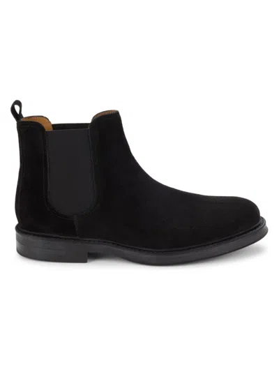 Saks Fifth Avenue Made In Italy Men's Suede Chelsea Boots In Black