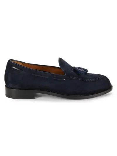 Saks Fifth Avenue Made In Italy Men's Suede Tassel Loafers In Navy