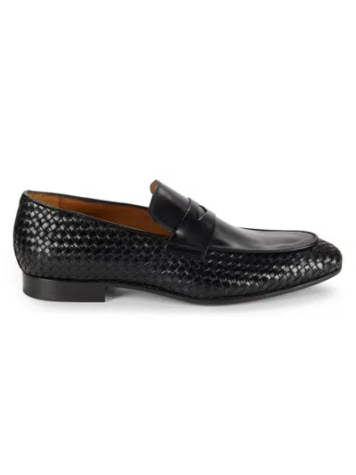Saks Fifth Avenue Made In Italy Men's Textured Leather Penny Loafers In Black