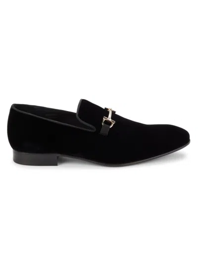 Saks Fifth Avenue Made In Italy Men's Velvet Bit Loafers In Black
