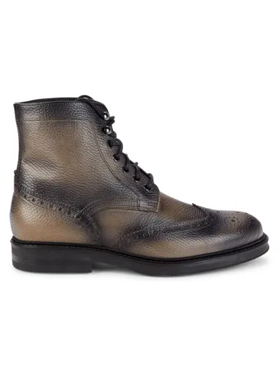 Saks Fifth Avenue Made In Italy Men's Wingtip Leather Boots In Grey