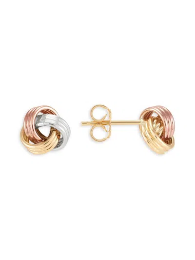 Saks Fifth Avenue Made In Italy Women's 14k Tri Gold Love Knot Stud Earrings