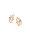 Saks Fifth Avenue Made In Italy Women's 14k Tri Tone Gold Huggie Earrings In Gold