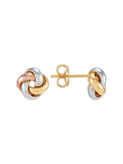 Saks Fifth Avenue Made In Italy Women's 14k Tri-tone Gold Knot Stud Earrings