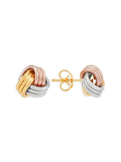 Saks Fifth Avenue Made In Italy Women's 14k Tri Tone Gold Love Knot Stud Earrings