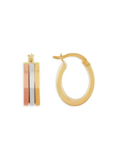 Saks Fifth Avenue Made In Italy Women's 14k Tri-tone Gold Oval Hoop Earrings