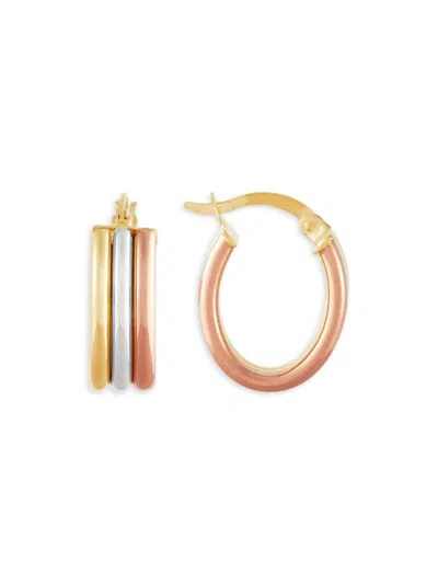 Saks Fifth Avenue Made In Italy Women's 14k Tri Tone Gold Oval Huggie Earrings