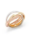 Saks Fifth Avenue Made In Italy Women's 14k Tri Tone Gold Rolling Ring In Gold