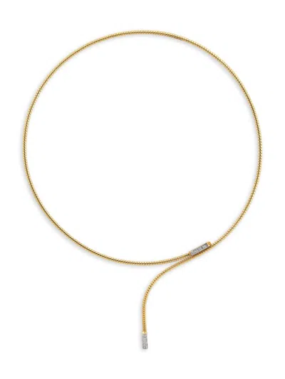 Saks Fifth Avenue Made In Italy Women's 14k Two Tone Gold & 0.128 Tcw Diamond Bypass Necklace/17.7"