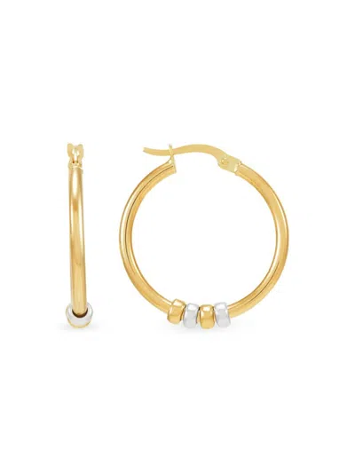 Saks Fifth Avenue Made In Italy Women's 14k Two Tone Gold Bead Hoop Earrings