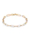 SAKS FIFTH AVENUE MADE IN ITALY WOMEN'S 14K TWO TONE GOLD LINK BRACELET