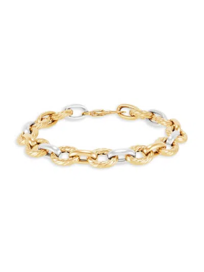 Saks Fifth Avenue Made In Italy Women's 14k Two-tone Gold Link Bracelet In Two Tone Gold