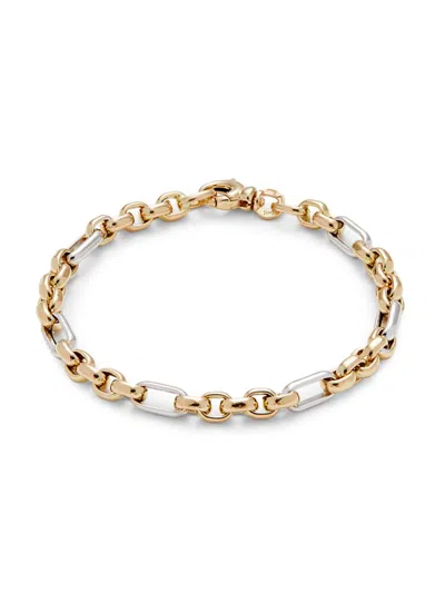 Saks Fifth Avenue Made In Italy Women's 14k Two Tone Gold Link Chain Bracelet