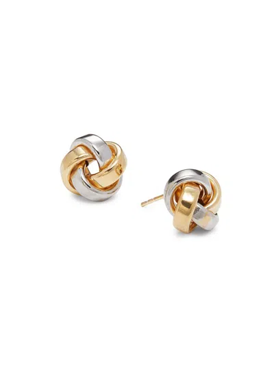Saks Fifth Avenue Made In Italy Women's 14k Two-tone Gold Stud Earrings In Two Tone Gold