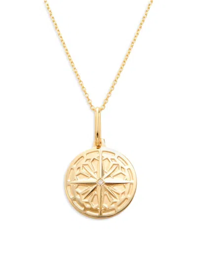 Saks Fifth Avenue Made In Italy Women's 14k Yellow Gold & 0.03 Tcw Diamond North Star Talisman Pendant Necklace