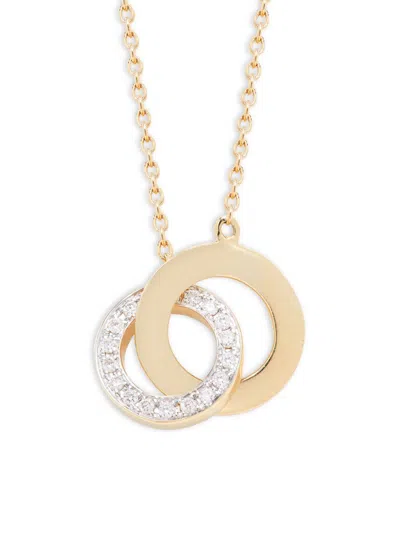 Saks Fifth Avenue Made In Italy Women's 14k Yellow Gold & 0.2 Tcw Diamond Circular Pendant Necklace