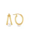SAKS FIFTH AVENUE MADE IN ITALY WOMEN'S 14K YELLOW GOLD & 6MM FRESHWATER PEARL EARRINGS