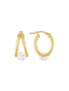 Saks Fifth Avenue Made In Italy Women's 14k Yellow Gold & 6mm Freshwater Pearl Earrings In Yellow Gold