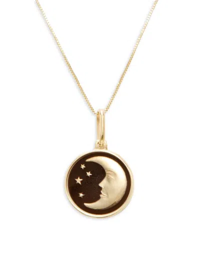 Saks Fifth Avenue Made In Italy Women's 14k Yellow Gold & Enamel Half Moon Pendant Necklace
