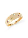 SAKS FIFTH AVENUE MADE IN ITALY WOMEN'S 14K YELLOW GOLD & RAINBOW TOPAZ BAND RING