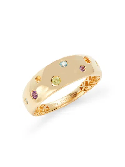 Saks Fifth Avenue Made In Italy Women's 14k Yellow Gold & Rainbow Topaz Band Ring