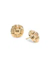 Saks Fifth Avenue Made In Italy Women's 14k Yellow Gold Basket Weave Studs Earrings In Yellow Gold
