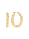 Saks Fifth Avenue Made In Italy Women's 14k Yellow Gold Bold Rope Oblong Hoop Earrings In Yellow Gold