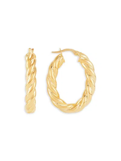 Saks Fifth Avenue Made In Italy Women's 14k Yellow Gold Bold Rope Oblong Hoop Earrings