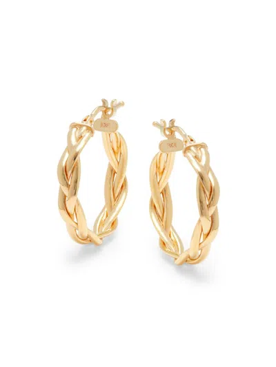 Saks Fifth Avenue Made In Italy Women's 14k Yellow Gold Braided Hoop Earrings