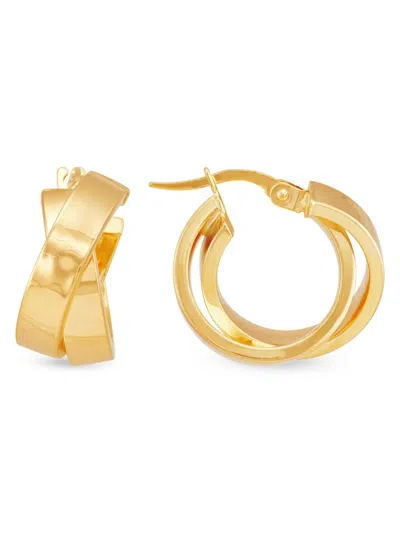 Saks Fifth Avenue Made In Italy Women's 14k Yellow Gold Crisscross Hoop Earrings