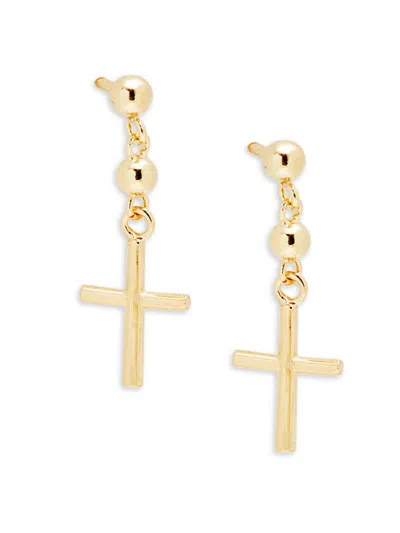 Saks Fifth Avenue Made In Italy Women's 14k Yellow Gold Cross Drop Earrings