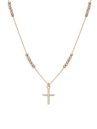 Saks Fifth Avenue Made In Italy Women's 14k Yellow Gold Cross Pendant Necklace
