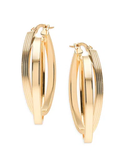 Saks Fifth Avenue Made In Italy Women's 14k Yellow Gold Crossover Hoop Earrings