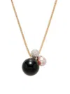 Saks Fifth Avenue Made In Italy Women's 14k Yellow Gold, Diamond, Rose Pearl & Obsidian Necklace In Yellow Gold