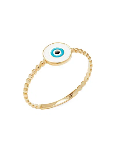 Saks Fifth Avenue Made In Italy Women's 14k Yellow Gold Enamel Evil Eye Ring