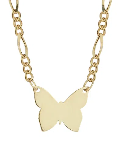 Saks Fifth Avenue Made In Italy Women's 14k Yellow Gold Figaro Chain Butterfly Necklace