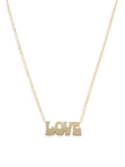 Saks Fifth Avenue Made In Italy Women's 14k Yellow Gold Groovy Love Pendant Necklace/16"