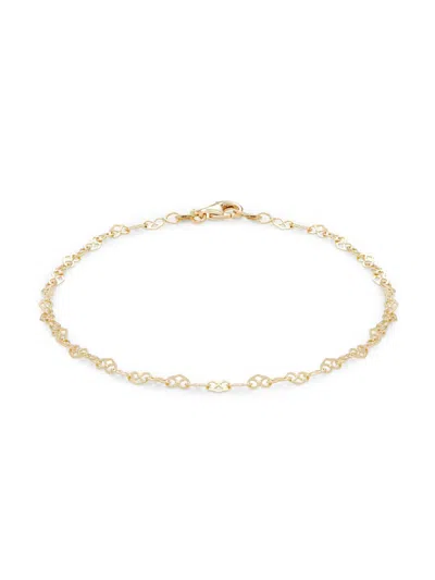 Saks Fifth Avenue Made In Italy Women's 14k Yellow Gold Heart Chain Bracelet