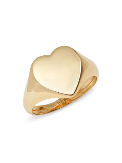 Saks Fifth Avenue Made In Italy Women's 14k Yellow Gold Heart Signet Ring