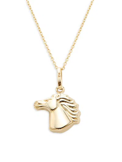 Saks Fifth Avenue Made In Italy Women's 14k Yellow Gold Horse Head Pendant Necklace