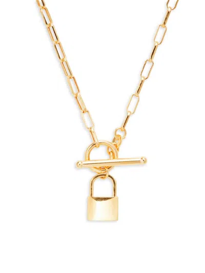 Saks Fifth Avenue Made In Italy Women's 14k Yellow Gold Lock Pendant Necklace