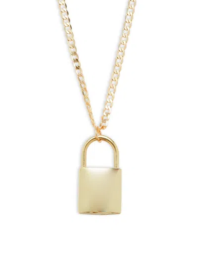 Saks Fifth Avenue Made In Italy Women's 14k Yellow Gold Lock Pendant Necklace