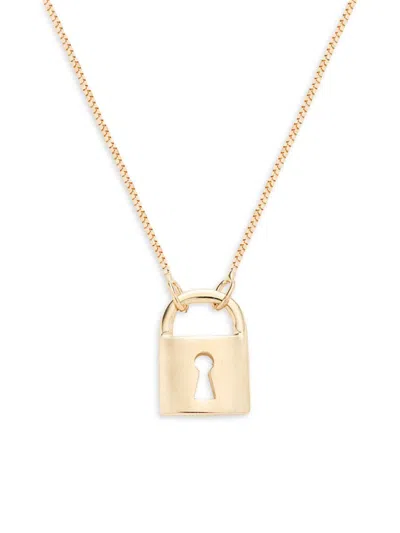 Saks Fifth Avenue Made In Italy Women's 14k Yellow Gold Lock Pendant Necklace