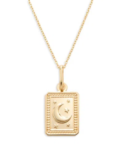 Saks Fifth Avenue Made In Italy Women's 14k Yellow Gold Moon & Star Pendant Necklace
