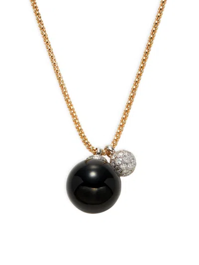 Saks Fifth Avenue Made In Italy Women's 14k Yellow Gold, Obsidian & Diamond Necklace