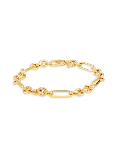 Saks Fifth Avenue Made In Italy Women's 14k Yellow Gold Oval & Paperclip Link Chain Bracelet