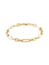 SAKS FIFTH AVENUE MADE IN ITALY WOMEN'S 14K YELLOW GOLD OVAL & PAPERCLIP LINK CHAIN BRACELET