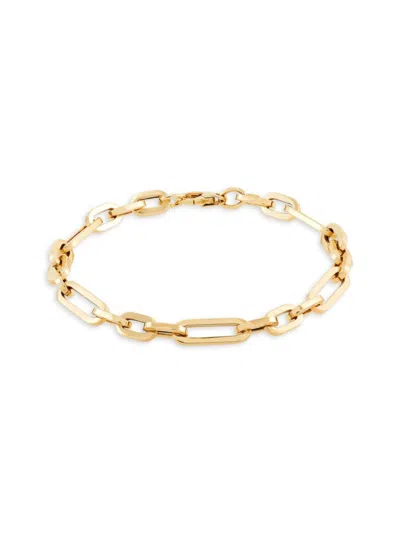 Saks Fifth Avenue Made In Italy Women's 14k Yellow Gold Oval & Paperclip Link Chain Bracelet