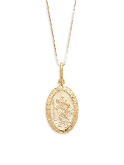 Saks Fifth Avenue Made In Italy Women's 14k Yellow Gold St. Christopher Pendant Necklace